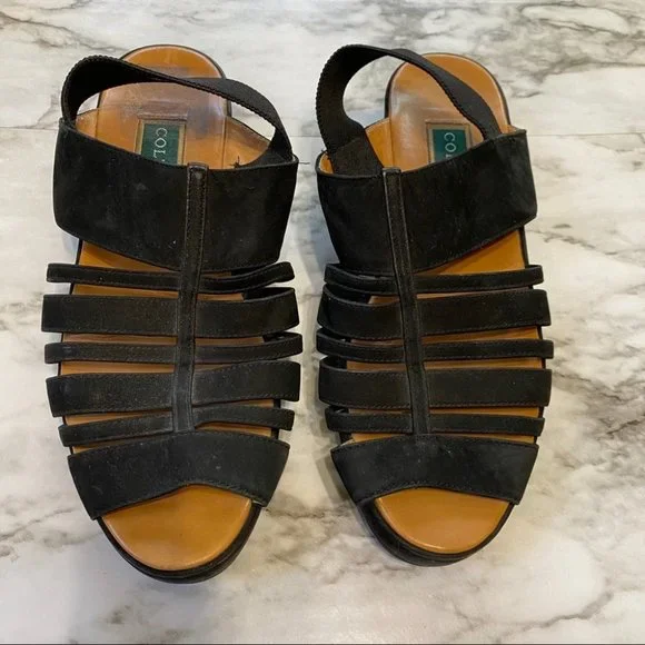 Cole Haan Suede Strappy Sandals Black Sz 7.5 - Picture 2 of 6